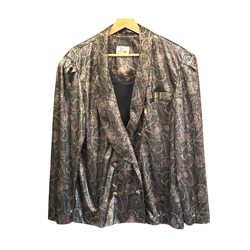 Vintage In Cinq Paisley Blazer Metallic Gold Dark Academia Maximalist 14